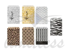  100 PAPER GIFT BAGS  & JEWELRY BAGS - 7 COLORS AND 4 SIZES