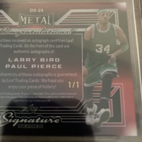LARRY BIRD & PAUL PIERCE 2024 LEAF METAL DUAL AUTO 1/1 CRACKED ICE CELTICS BGS - Picture 6 of 6