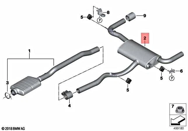 Genuine BMW X1 F39 F48 X1 18dX 20dX X2 SAC SAV Rear Silencer  