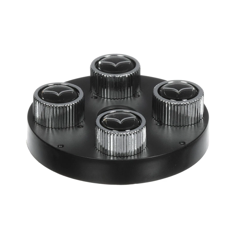 Tapas de vástago de válvula de rueda cromadas Mazda negras y cromadas OEM NUEVO C9N1-V3-820 Foto 3 de 4