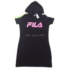 NWT Fila Women's Dreamy Dress Black Pullover Hoodie Dress