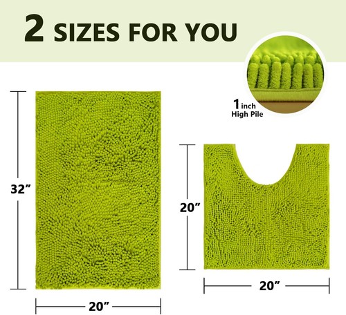 Chenille Bath Rug Set 2-Piece - Absorbent Non-Slip Mats Soft Bathroom Decor - 第 81/239 張圖片