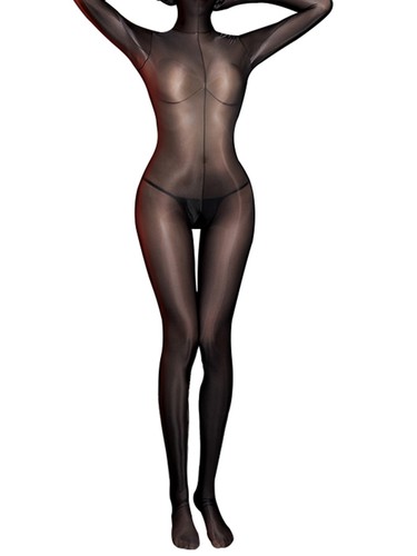 Womens Nightwear See-Through Jumpsuit Sheer Sleepwear Pantyhose Catsuit Glossy - Picture 14 of 85
