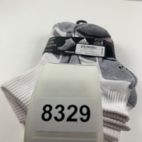 Adidas Quarter Socks Boys Medium White Gray Angle Stripe Cushion 6-Pairs S8329 - Picture 9 of 9