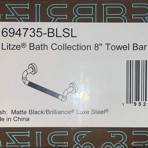 Brizo 694735-BLSL Litze 8" Mini Towel Bar, Matte Black / Luxe Steel - Picture 1 of 2