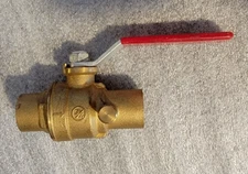 Mueller B&K Inline Ball 3/4" Bronze Valve 600 WOG 150 WSP w/ bleeder Sweat Italy