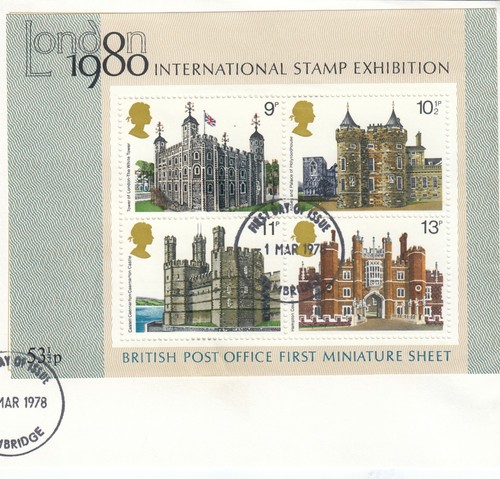 Historic Royal Palaces Stamp Expo MS Used Cambridge 1978 ON PIECE (145704)