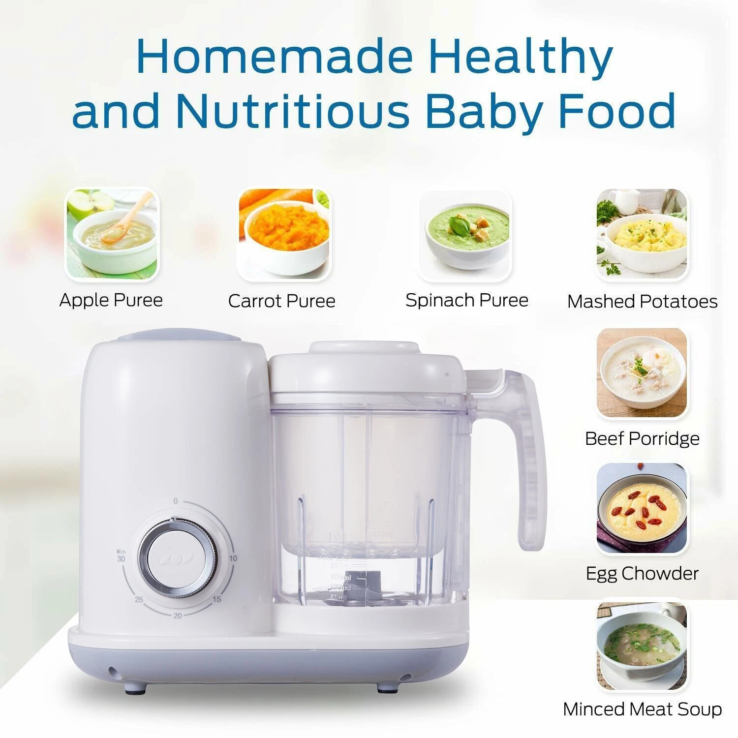 4 in 1 Baby Food Maker, Baby Food Processor Blender Steamer Baby Bottle Warmer