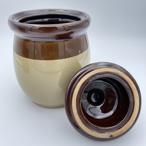 vtg redware pottery canister set of 2 with lids brown glaze pottery 48oz 24oz - Picture 6 of 12