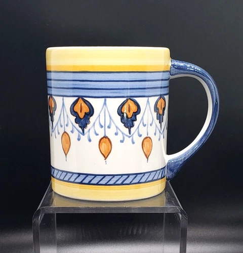 Ceramic Coffee Mug ~ Blue / Yellow / Tan ~ Made in Portugal