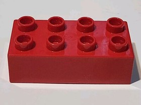 LEGO Red Duplo Brick 2 x 4 with White Spider-Man Eyes Pattern