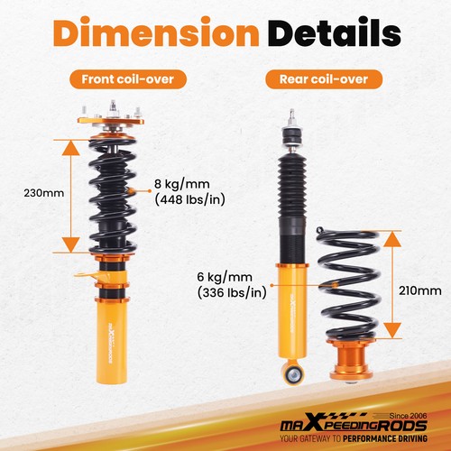 Coilover Height Adjustment Shock Struts For Holden Commodore VN VP 1988-1993 - Picture 8 of 12