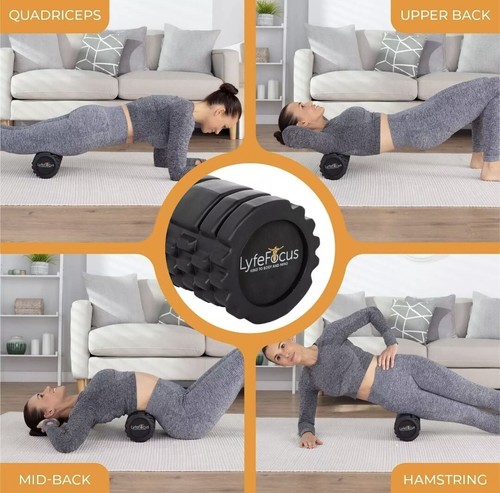 LyfeFocus Premium Trigger Point Foam Roller Used For Deep Tissue Therapy- Black - Picture 6 of 7