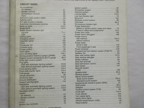 1996 ACURA 3.5RL PRELIMINARY ELECTRICAL TROUBLESHOOTING SERVICE MANUAL - Foto 3 di 5
