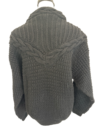 Suéter De Colección Tejido a Mano Negro 100% Lana Virgen Talla Pequeña Hecho en Uruguay - Imagen 4 de 5