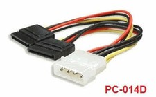 6" 4-Pin Male to Two SATA 15-Pin Power Splitter PC-014D