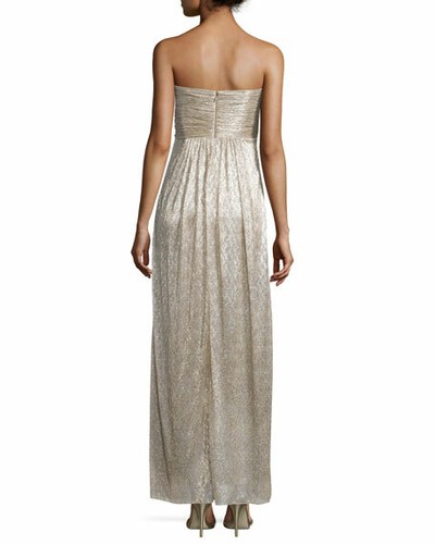 Laundry by Shelli Segal Strapless Pleated Bodice metallic 10 gown New $329 - Picture 2 of 2