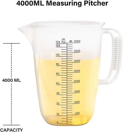 1 Gallon Measuring Pitcher Large Cup with Spout and Handle 134Oz Plastic - Picture 2 of 12