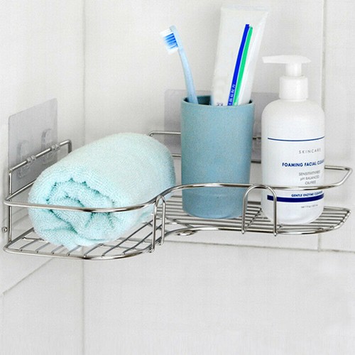 Stainless Steel Shower Caddy Corner Storage Shelf Holder Rack Organiser Bathroom - Picture 11 of 12