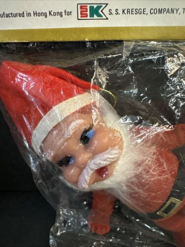 Kresge Kmart Vintage Weihnachtsmann Weihnachtsschmuck Kunststoff beflockt Neu in Verpackung Neu aus altem Lagerbestand cool - Bild 2 von 18