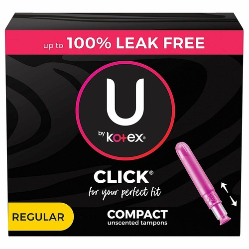 U by Kotex Click w/ComfortFlex Tampon 12 pack Regular Compact (missing 4) - Picture 1 of 7