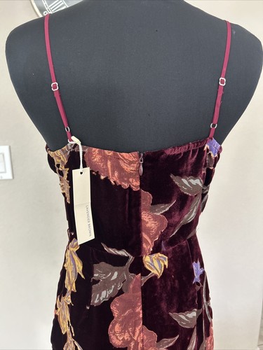 NWT Lavender Brown Colorful Floral Print Short Velvet Mini Wrap Holiday Dress S - Picture 8 of 9