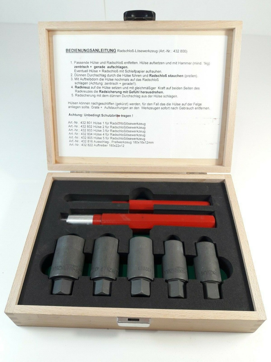 Wheel Secret Safety BOLT / NUT Release Dismantling Tool Set of 7 M