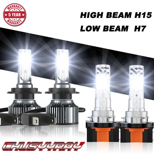 For Alfa Romeo Stelvio 2019 4Pcs  LED Headlight Kit H15 High Beam H7 LOW Beam