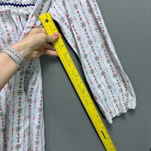 Vintage White Nightgown Floral Dress Long Sleeve Cottage Core Sear Jr Bazaar S - Picture 9 of 13