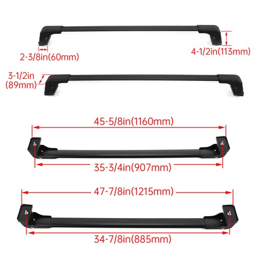 2Pcs Fit For Mazda 5 2006-2017 Aluminum Roof Rack Cross Bars Cross Rail Black - Picture 2 of 20