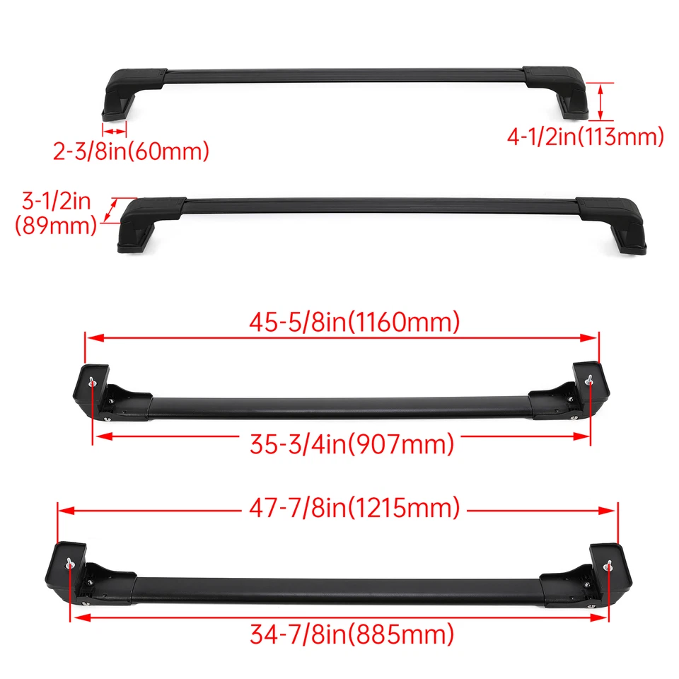 Barras transversales de techo de aluminio negras aptas para Mazda 5 2006-2017 2 piezas Foto 2 de 4