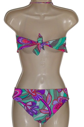 Raisins floral flounce bandeau bikini size M swimsuit 2 piece set new - Picture 2 of 4