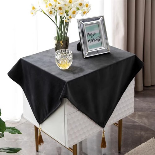 1X Velvet Tassel Tablecloth Luxury Square Nightstand Cover Solid Home Decoration - Picture 25 of 25