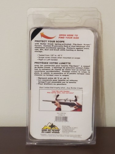 Butler Creek 15 OBJ Flip Open Scope Cover #30150 Waterproof Ambi 1.558" 39.6mm - Picture 2 of 2