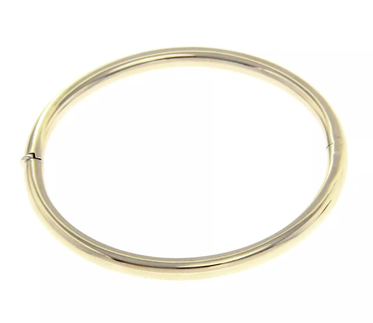 18K WHITE GOLD BRACELET RIGID BANGLE 5mm OVAL ROUNDED TUBE SMOOTH
