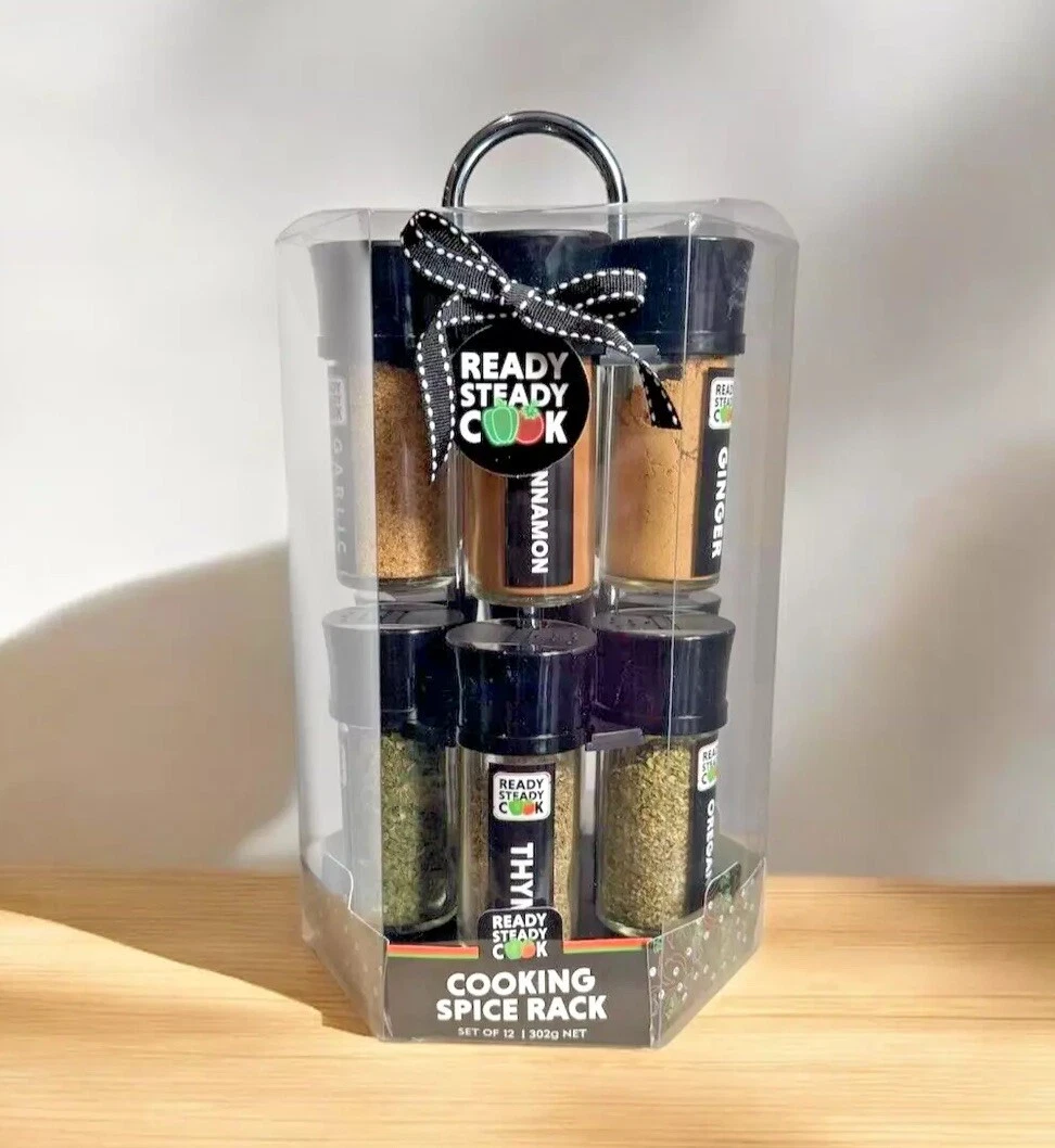 COOKING SPICE RACK STAND WITH 12 STORAGE JARS - INCLUDING SPICES & HERBS
Opens in a new window or ta