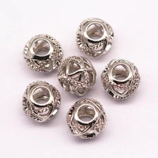 Silver Micro Pave Clear Zircon Ball Charm Size 10x11mm Sold Per Piece