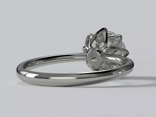 2Ct Round Cut Moissanite Solitaire Engagement Ring 14K White Gold Plated SZ 7.5 - Picture 5 of 5