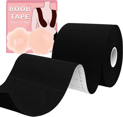 Boob Tape for Breast Lift, 1 Box with 2 PCS Nipple Covers, 2 Inch Adhesive Black - Picture 11 of 12