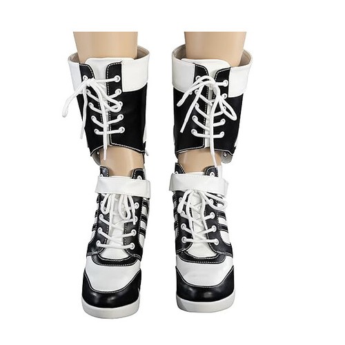 Damen Harley Mädchen High Heels Stiefel Villain Squad Halloween Kostüm Cosplay - Bild 12 von 12