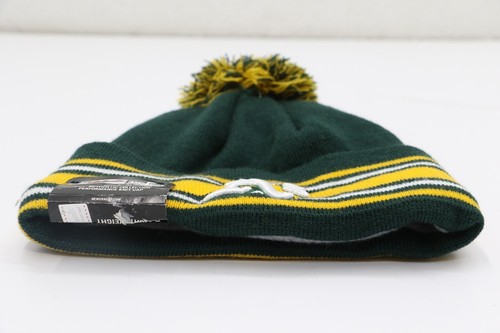 New Era Green Oakland Athletics Striped Cuffed Knit Hat with Pom - Picture 3 of 8