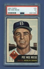 1953 PEE WEE REESE PSA 5 EX TOPPS HOF BROOKLYN DODGERS FLUSH COLOR SWEET #76 RZC
