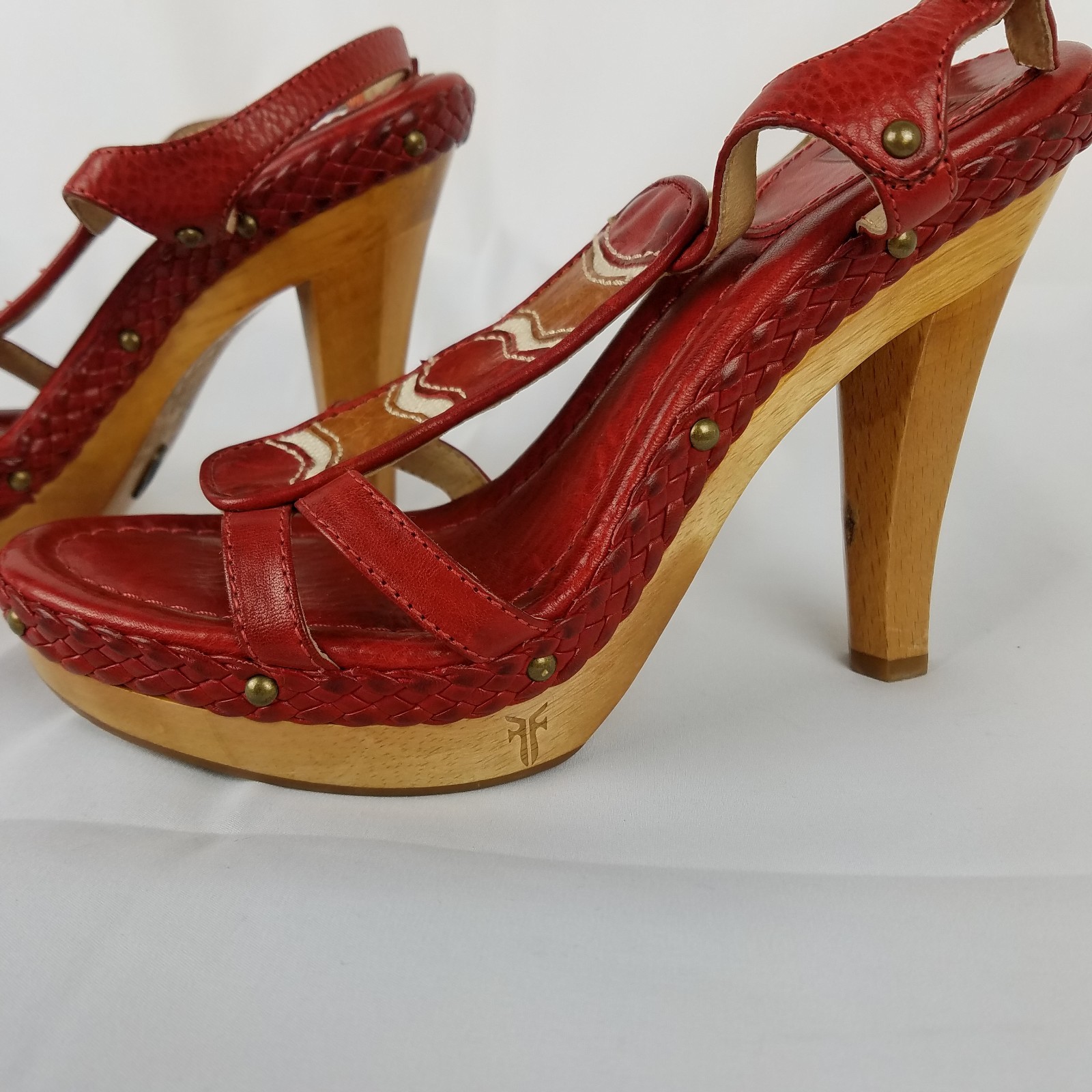 Frye Rojo Dara Lona Cuero Plataforma Tacones Sandalias de 9 madera de tamaño 9 de 05458c Frye Rojo Dara Lona Cuero Plataforma Tacones Sandalias de 9 madera de tamaño 9 de 05458c