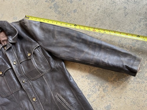 Seltene antike Vintage Leder Cafe Jacke Pferdefell? Thrashed Medium Western Vintage - Bild 16 von 17