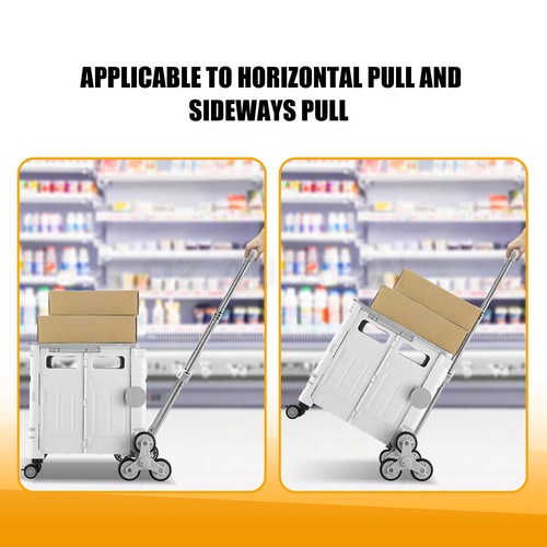 Foldable Shopping Cart Trolley Basket Luggage Grocery Storage Rolling Crate 75L - Picture 11 of 12