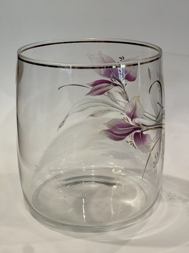 Vaso cilindrico floreale oro bohemia cristallox cristallino Cecoslovacchia 5,5 pollici - Foto 7 di 8