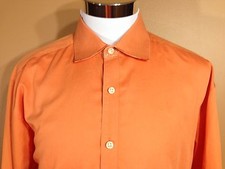 Robert Graham LS Button Front Shirt Orange w Flip Cuffs Cotton sz XL