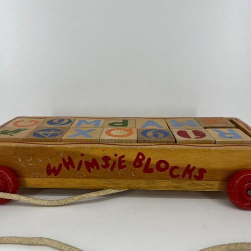 Vintage children's Whimsie Block Cart wagon pull toy 1950s ABC - Picture 2 of 6