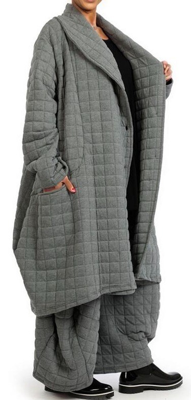 PLUS SIZE GREY BUBBLE CHECK PATTERN 2 PCS WARM BALLOON JACKET+PANTS Size 24-28 - Picture 2 of 7