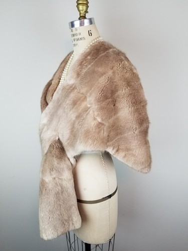 Vintage Silver Taupe Mink Stole Fur w/ Cross Feature * Bridal Mink Cape Capelet - Picture 6 of 12